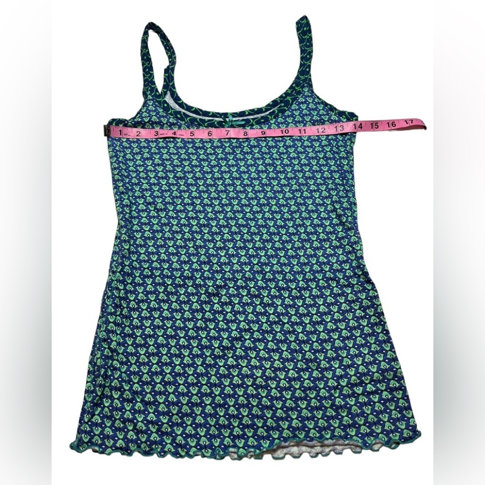 Free People cami sleeveless tank top blue & green print Small EUC - Picture 7 of 13